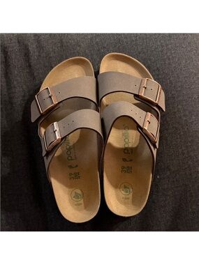 Birkenstock Papillio Brown Double-Strap Slide Sandals Size 39/8 Medium
